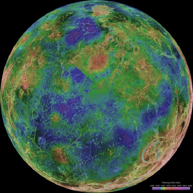 Hemispheric View of Venus Centered at the SouthPole