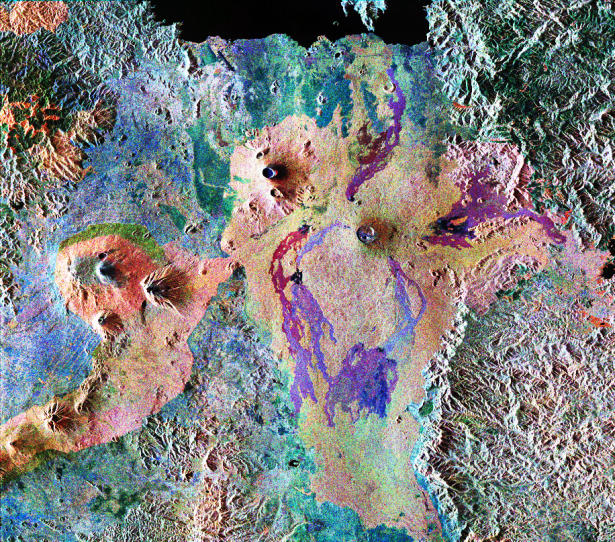 Space Radar Image of Karisoke &Virunga Volcanoes