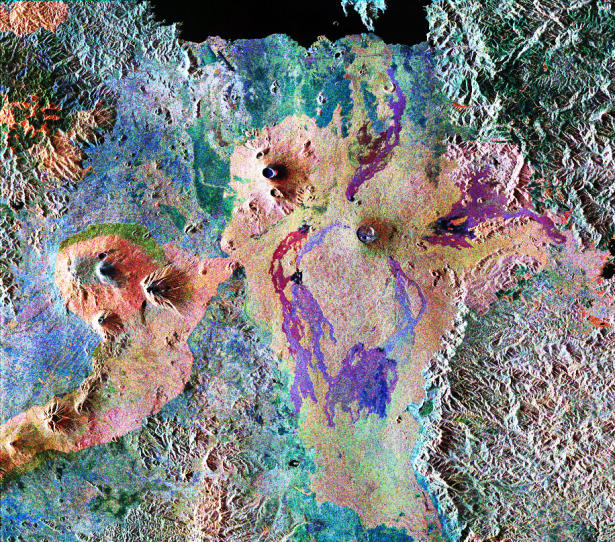 Space Radar Image of Karisoke &
Virunga Volcanoes