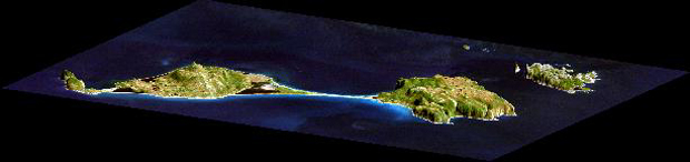 3-D Perspective of Saint Pierre and
Miquelon Islands