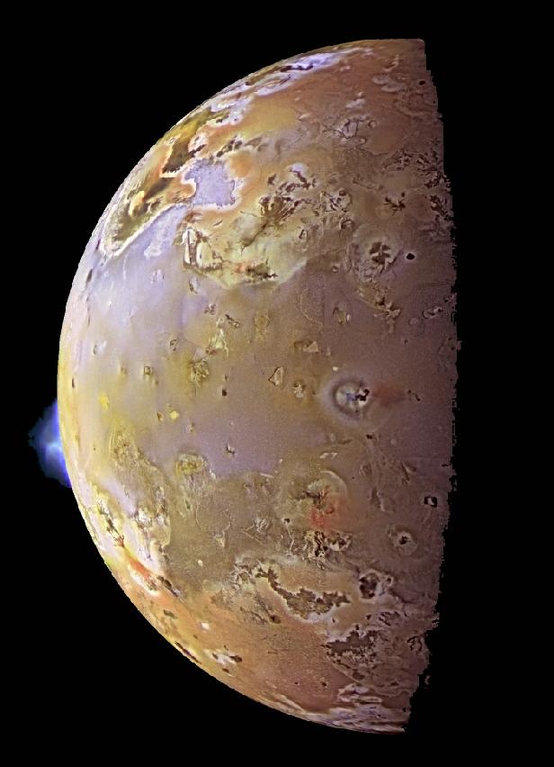 Color Mosaic and Active Volcanic
Plumes on Io