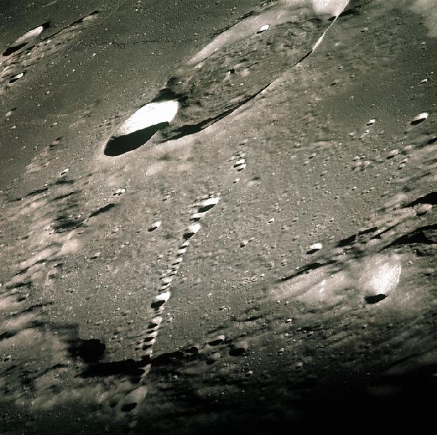 Oblique view of the Davy Crater Chain on the Moon
