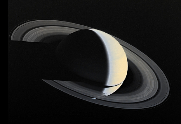 Full-disk Color Image of Crescent Saturn