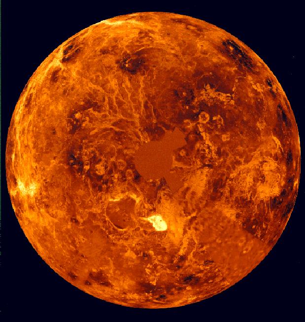 Venus - Magellan False Color Global North Polar View