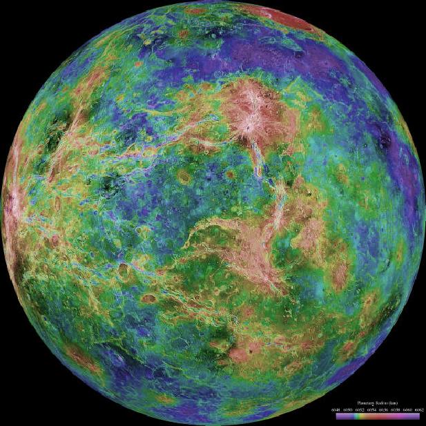 Hemispheric View of Venus Centered at 270 Degrees East Longitude