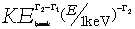 KE_break^(gamma_2-gamma_1)*(E/1keV)^-gamma_2