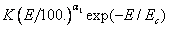 K(E/100.)^alpha_1 * exp(-E/E_c)