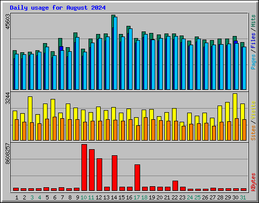 Daily usage for August 2024