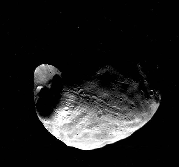 Mars' Moon Phobos and Stickney Crater From 1600 km