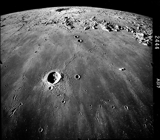 Oblique View Across Mare Imbrium of the Copernicus Crater on the Moon